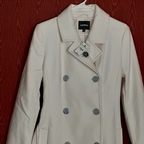 EXPRESS ROSE PINK COAT WOMEN'S SIZE M 54% WOOL 46% POLYESTER KNEE LENGTH BELTED - Picture 4 of 16